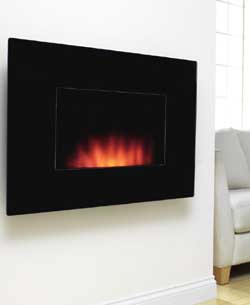 Be modern Fires Dante Flat Black Glass Hang on the Wall Electric Fire