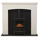 Costa Fireplaces Shelton Curved Ivory Electric Suite