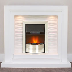 Harrier Fireplaces Terrain Chrome Freestanding Electric Fireplace