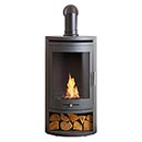OKO S5 Cylindrical Charcoal Grey Bio Ethanol Stove with Angled Stove Pipe
