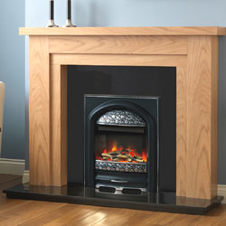 Pure glow Hanley 54 Oak and Black Granite Fireplace