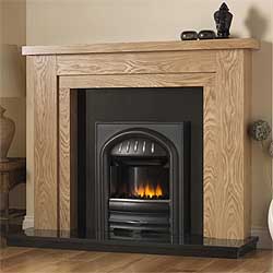 Pure Glow Hanley 48 Full Depth Gas Oak Fireplace Suite