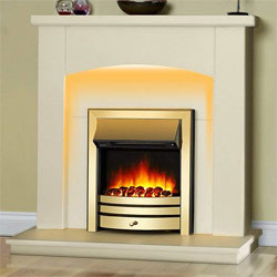Signature Fireplaces Seattle Brass Freestanding Electric Suite